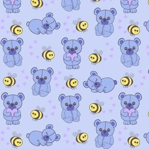 Blue background teddy bears