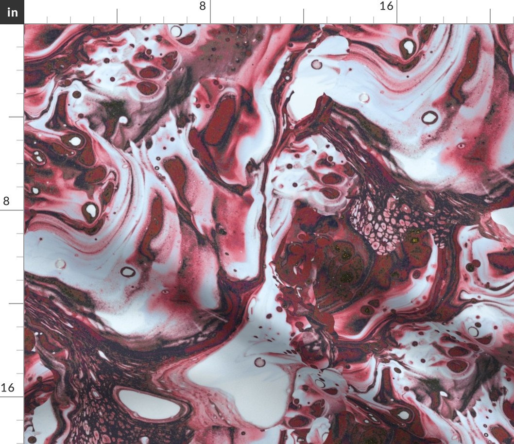Suminagashi- Pink Red Marbling- Floating Ink art- Large Scale