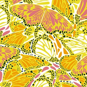 Welcome Summer- Butterfly Kaleidoscope- Watermelon Marigold Lemon Lime- Large Scale