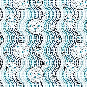 Infinite Dots- Space Stripes Bohemian Mandala- Azure Blue Ombre on White- Regular Scale
