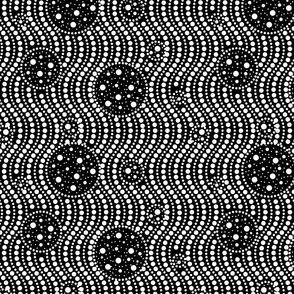 Infinite Dots- Space Stripes Bohemian Mandala- White Black- Regular Scale