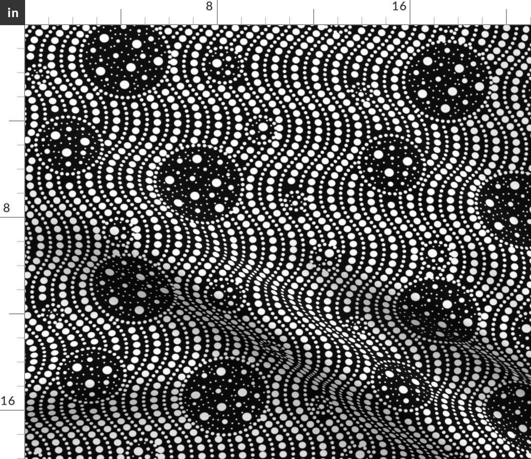 Infinite Dots- Space Stripes Bohemian Mandala- White Black- Regular Scale