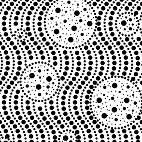 Infinite Dots- Space Stripes Bohemian Mandala- Black White- Large Scale