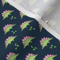 Green and Pink Stegosaurus Dinosaur on navy - small scale