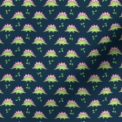 Green and Pink Stegosaurus Dinosaur on navy - small scale