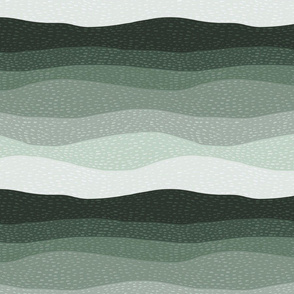 Stitched Waves - textured green ombre - medium scale
