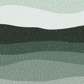 Stitched waves - textured green ombre - large scale
