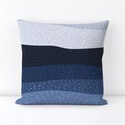 Stitched waves - textured blue ombre - large scale