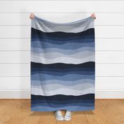 Stitched waves - textured blue ombre - large scale
