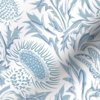 Regal Thistle- Dancing Weeds- Sky Blue White- Regular Scale
