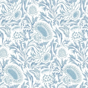 Regal Thistle- Dancing Weeds- Sky Blue White- Regular Scale