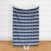 Stitched waves - textured blue ombre - small scale