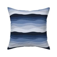 Stitched waves - textured blue ombre - small scale