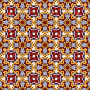 Geometric Cross in Red, Yellow and Gray