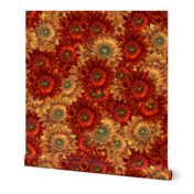 Boho Retro Flowers Red and Orange