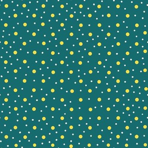 Yellow polka dots on green