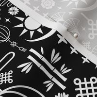 Classic Black and White Deco Ornamental Asian Pattern