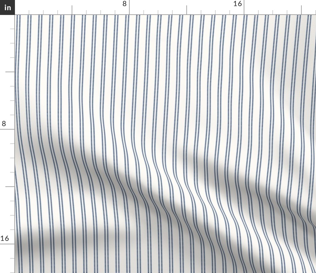 Seeded Stripe: Navy & Cream Thin Stripe, Beaded Stripe