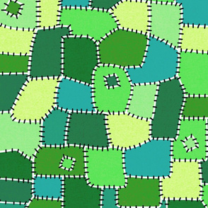 Patchwork Quilt // Fields of Green