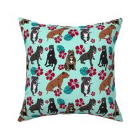 Pitbull Rescue Dogs tropical flowers Dog fabric