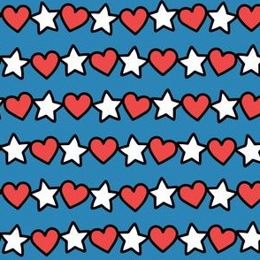 Line of Hearts & Stars: Red, White, & Bright Blue