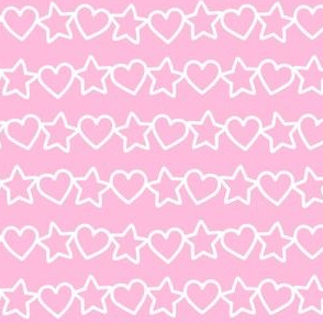 Line of Hearts & Stars: White on Pink