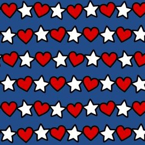 Line of Hearts & Stars: Red, White & Dark Blue