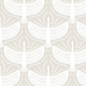 small scale - heron in flight - light taupe