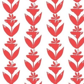 Brushed Floral Study 5, Red on White