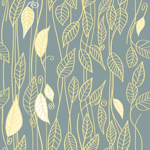 Modern leaves dusty teal small