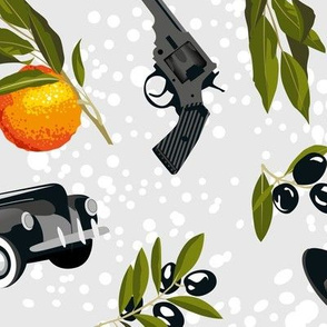 oranges, olives and vintage crime - large scale