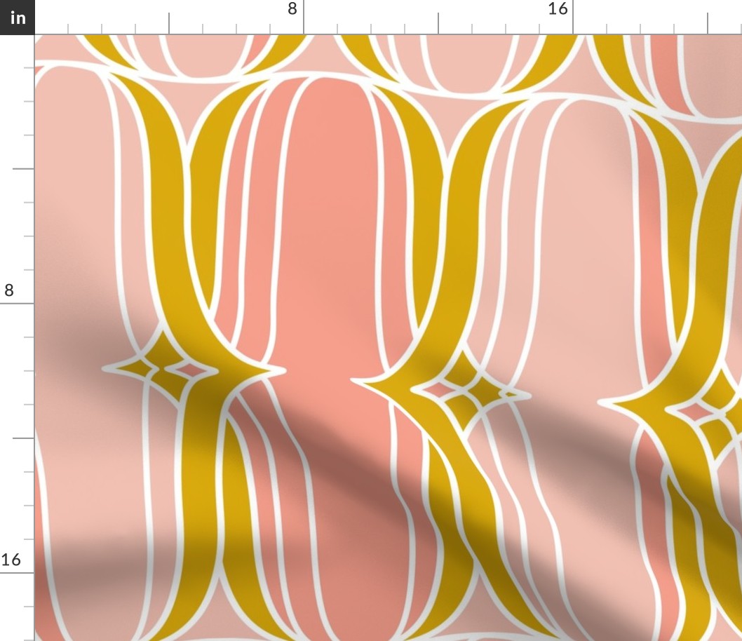Lofty Idea - Mid Century Modern Geometric - Blush Pink Yellow Jumbo Scale
