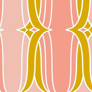 Lofty Idea - Mid Century Modern Geometric - Blush Pink Yellow Large Scale