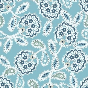 Lilly’s Lace - Navy/Moss/Cream on Robin's Egg Blue 
