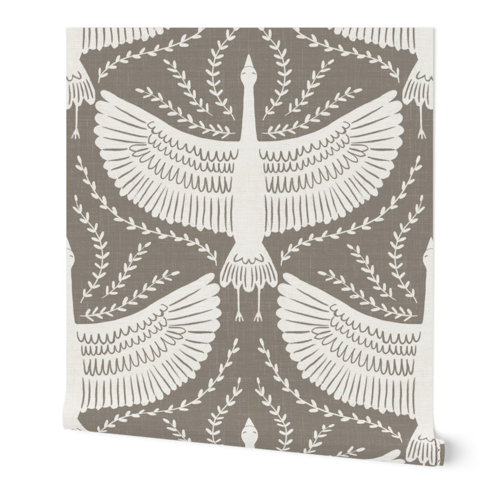 small scale - Heron in flight - gunmetal beige