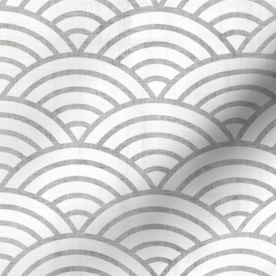 Silver Rainbows- Gray Waves on White Background Medium