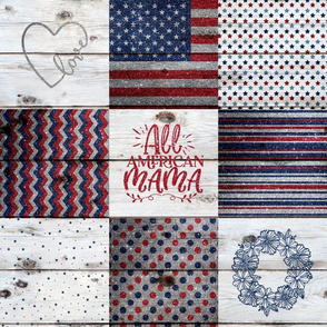 All American Mama Glitter Patchwork - 6 inch squares 