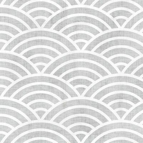 Silver Rainbows- White Waves on Gray Background Medium