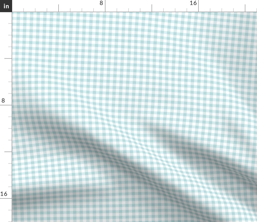 Small Gingham Pattern - Sea Spray and White