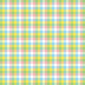 Tiny gingham check in pink, blue, yellow, green and white