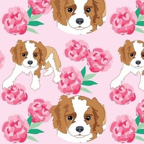 Cocker Spaniel Puppy pink peony dog fabric