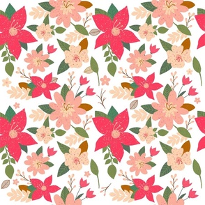 Whimsical Floral - Pink and peach