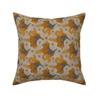 Trotting Welsh Terrier and paw prints - faux linen