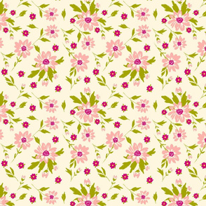 ditsy floral baby girl nursery pink girly cottage flowers © terriconraddesigns