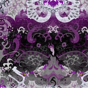 Asexual Dragon Damask - Asexual Flag Colors - Carnival Devil Butterfly Snake for Party, Prom, home decor