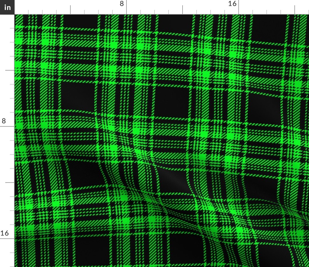 bright green and black 2 color plaid