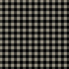Quarter Inch Taupe Brown and Black Gingham Check