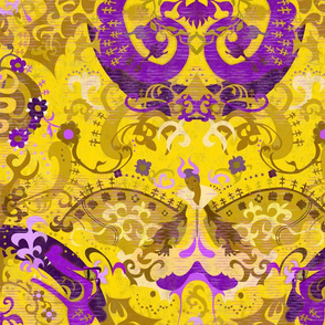 Intersex Dragon Damask -  Intersex Flag Colors - Carnival Devil Butterfly Snake for Party, Prom, home decor