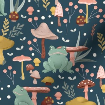 Navy Toad & Mushrooms | LARGE