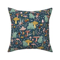 Navy Toad & Mushrooms | LARGE